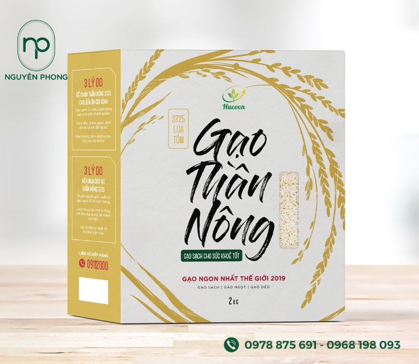 Hộp giấy đựng gạo mộc mạc giản dị 